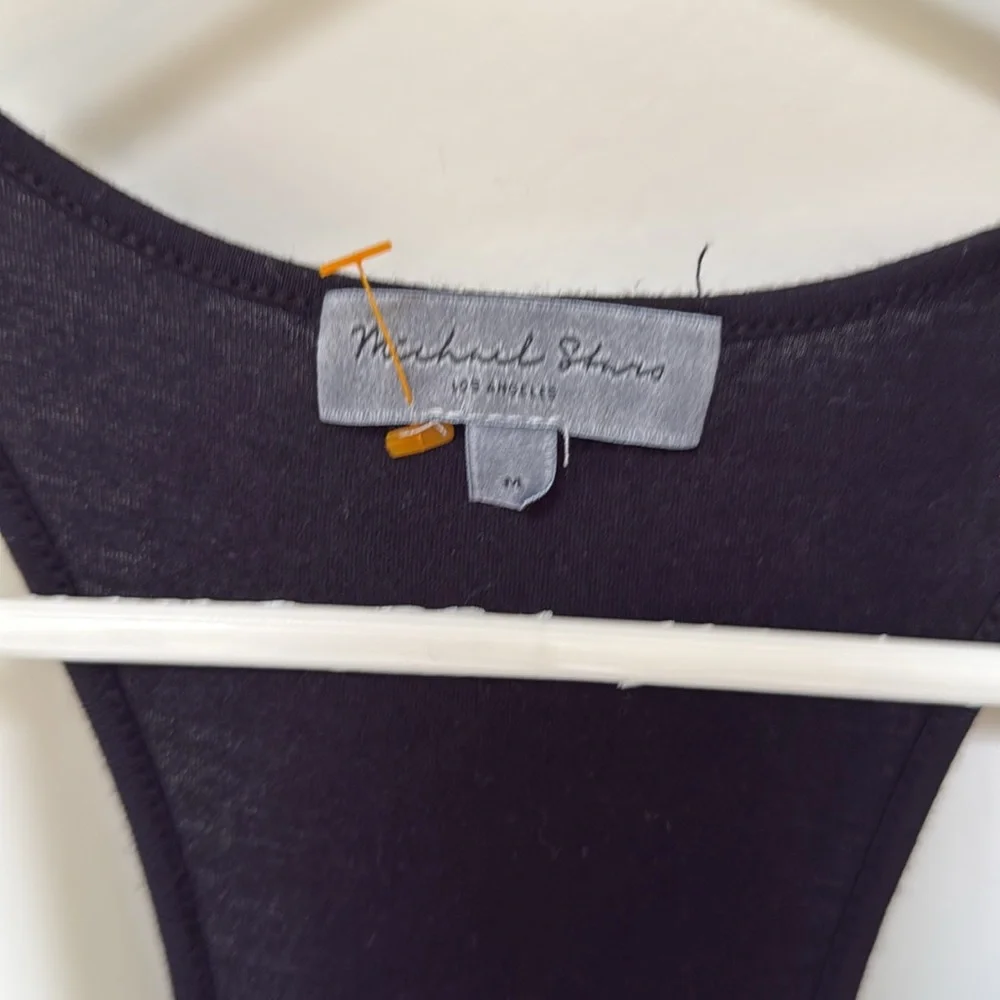 Michael Stars Darling Black Tank Racerback Side‎ Ruched Mini Dress!